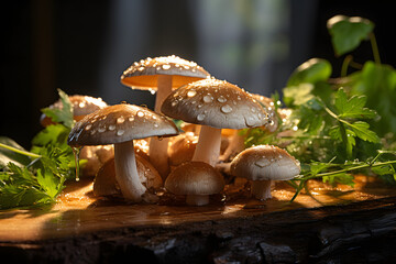 Photo of mushrooms on a rustic wooden table