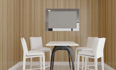 Modern meeting room. 3D rendering.. Blank paintings.  Mockup.