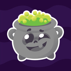 Cauldron Illustration Sticker Cute Toon Halloween