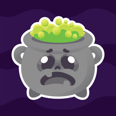 Cauldron Illustration Sticker Cute Toon Halloween