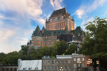 Naklejka premium Beautiful view Fairmont Le Chateau Frontenac in Quebec city, Canada