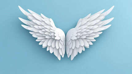 Obraz premium 3D Angel Wings On Blue Background. 