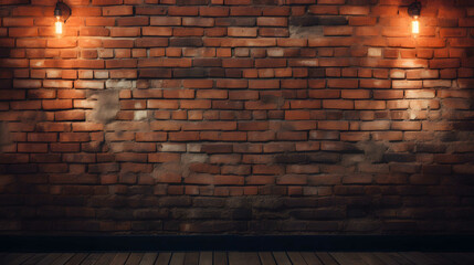 brick wall with vintage lamp light background