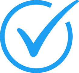 Blue checkmark verification icon in a circular border © YASIRU MADHUWANTHA