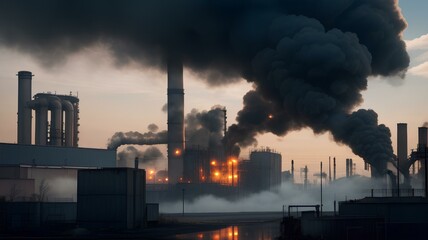 Industrial Factory Emitting Smoke in an urban area