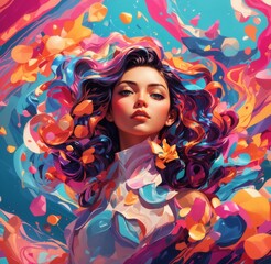 portrait of a girl with vibrant color background