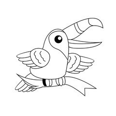 toucan bird drawing line cute black white illustration