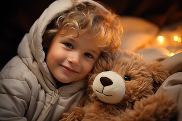 boy with soft toy bear