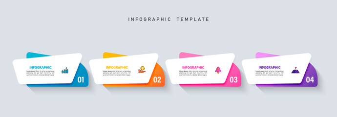 Four steps business infographics template vector	
