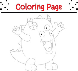 Cute Monster coloring page for children, Happy animal coloring book.