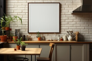 mock up frame  in kitchen