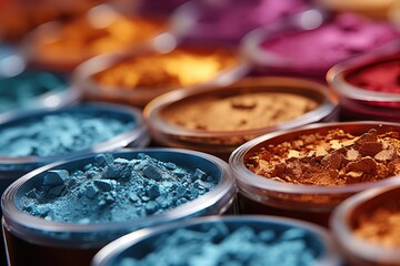 Naklejka premium Close-up of crumbly eyeshadow. Generative AI
