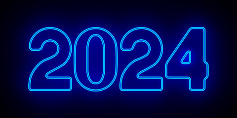 2024 new year on dark background. 3D illustration