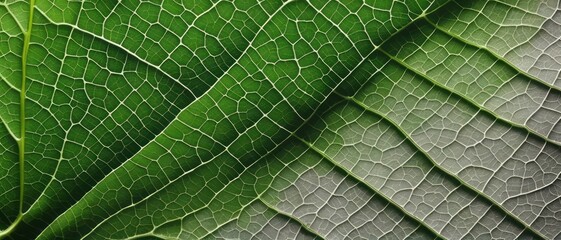 Close-up macrophotograph of a green leaf, wallpaper