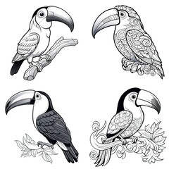 Obraz premium cute Bird in black and white coloring