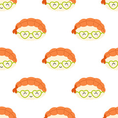 seamless pattern with shrimp sushi character
