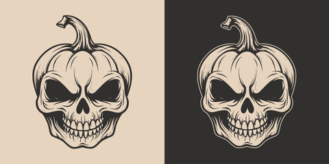 Vintage retro Halloween bat bird spooky scary horror element. Monochrome Graphic Art. Vector. Hand drawn element in engraving. style