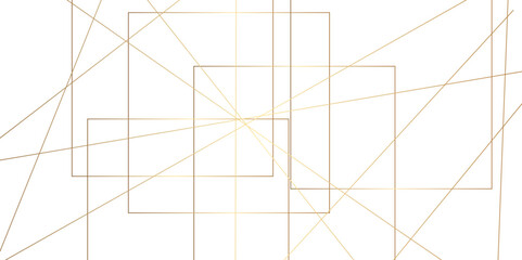Abstract colorful golden geometric square and triangle shape, Abstract golden lines pattern texture business background. Abstract gold lines on white background with luxury shapes.