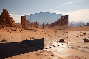 glass box in the desert