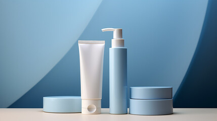 Podium Template with a Cool Blue Aesthetic for Beauty Product Ads.