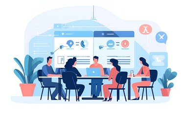 Business meeting minimalist character illustration