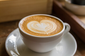 latte art heart shape in a mug