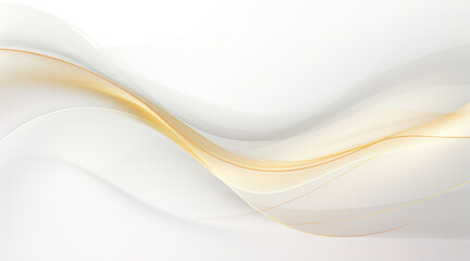 シンプルで使いやすい白とゴールドの背景、揺れる波のような流れるデザインと滑らかな質感 - obrazy, fototapety, plakaty