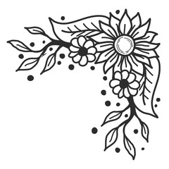 flower ornamental corner. Decorative Frame With Floral Ornament. decorative corner frame. flower doodle corner ornament. Floral corner design ornament.