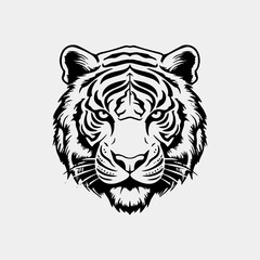 vector illustration of a head of a tiger with a black background.