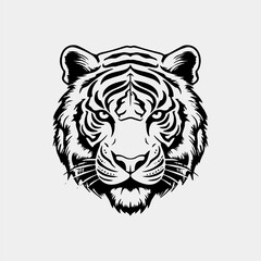 vector illustration of a head of a tiger with a black background.