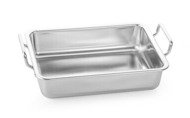 stainless steel pan isolated on white.