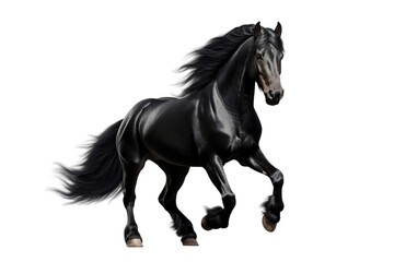 Obraz na płótnie Canvas Black Dancing Horse Isolated on a Transparent Background PNG. Generative Ai
