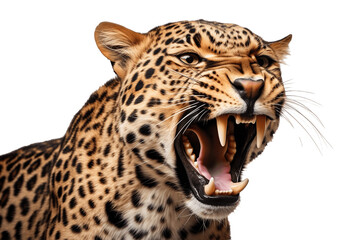 Portrait of a Leopard Isolated on a Transparent Background PNG. Generative Ai