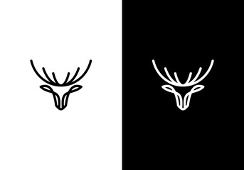 line deer head illustration logo