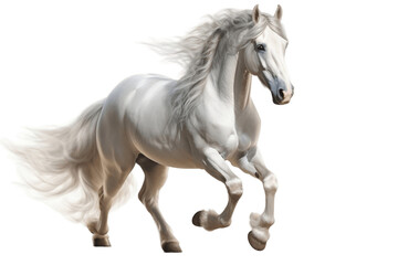 White Horse Isolated on a Transparent Background PNG. Generative Ai