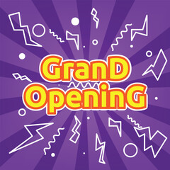 Grand opening signage on purple background suitable for advirtising and promotion banner