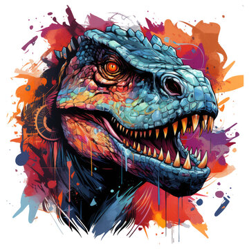 A captivating Dinosaur t-shirt design capturing the essence of time travel, with a blend of dinosaurs from different eras coexisting in a surreal, Generative Ai
