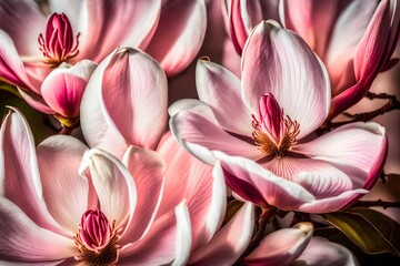 A Still Life Close up Shot of Magnolia Flowers. This close-up shot celebrates the intricate details of magnolia flowers - AI Generative