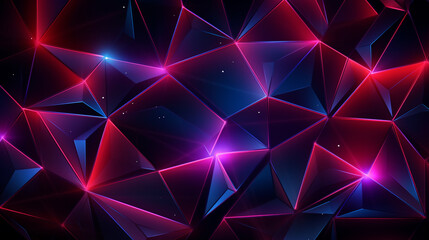 Vibrant 3D Polygon Texture with Neon Glow Lines - Contemporary Art