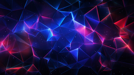 Vibrant 3D Polygon Texture with Neon Glow Lines - Contemporary Art
