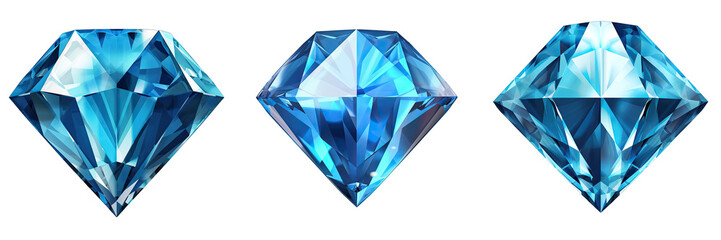 Diamond 3d  Blue On Transparent Background Png