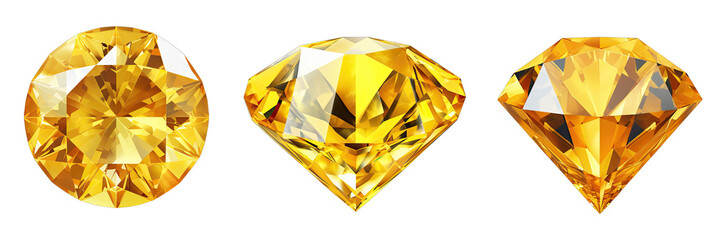 Diamond 3d  Yellow On Transparent Background Png