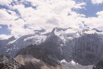 Snow-capped mountain peaks in Tajikistan