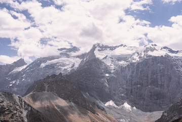 Snow-capped mountain peaks in Tajikistan