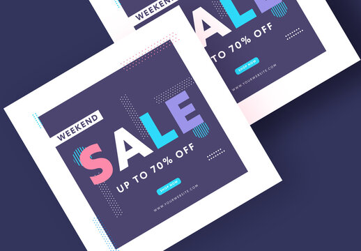 Weekend Sale Post or Template Design for Advertising.