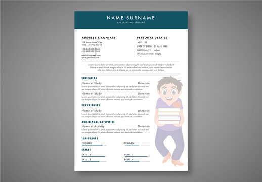 White Resume Template Layout For Accounting Students.