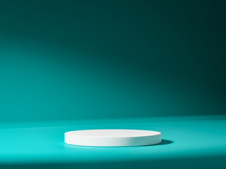 Minimal white podium for your product showcase with gradient gray background