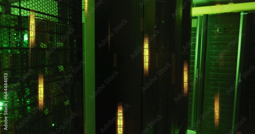 Canvas Prints animation of illuminated lights moving over data server systems