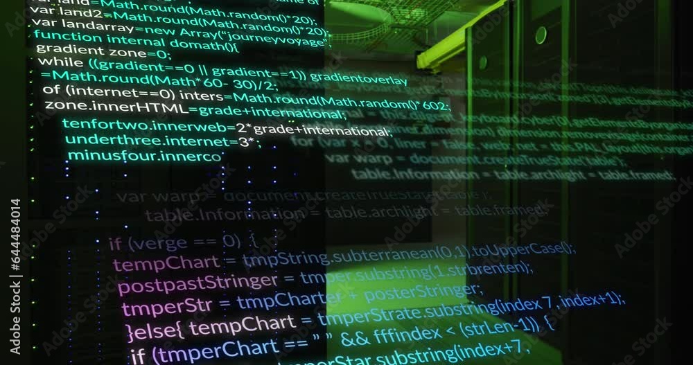 Poster animation of computer languages moving over data server systems