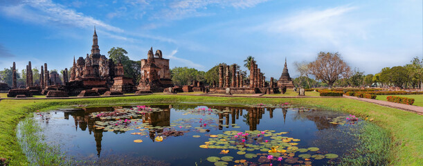 Wat Mahathat  Buddhist temple in Sukhothai historical park. UNESCO and World Heritage Site. Culture...